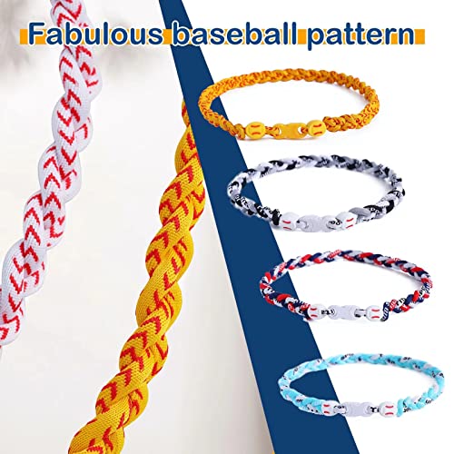 JEANUE 4 Pieces Baseball Necklaces for Boys,Three Braided Rope Tornado Sports Titanium Necklaces,Baseball Accessories Drip by Kehuify - Image 3