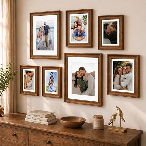 Image of Art Street Wooden Wall Photo Frame Collage Set for Living Room Decor | Multi Picture Frames Gallery Set for Family Photos | Wall Hanging Frame Set for Home, Bedroom, Hallway Decoration