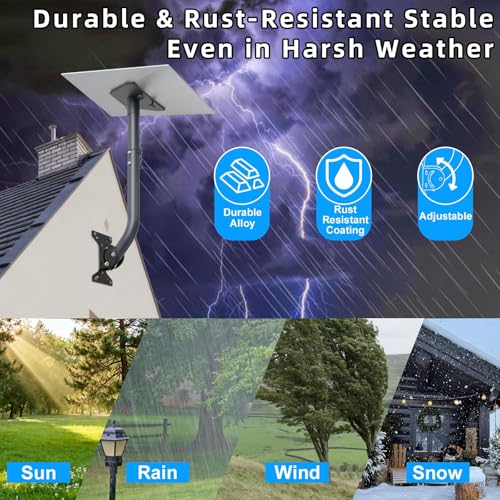 Image of Starlink Mount for Gen 3, Adjustable Wall /Roof Mounting Kit, Compatible with Starlink Standard V3. Includes Alloy Steel Adapter, Rustproof & Weatherproof, for Concrete & Wood Walls (Black)