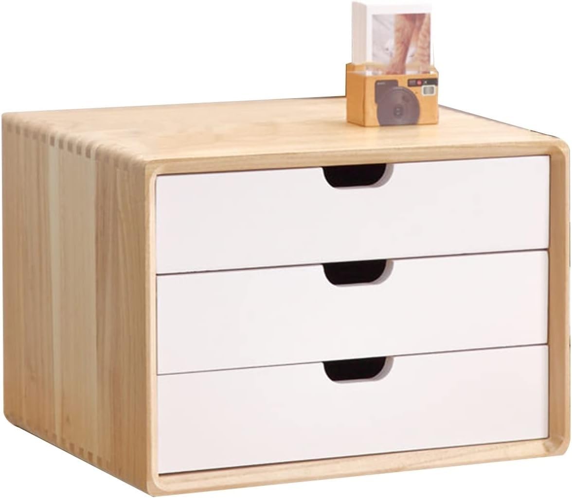 noxozoqm Multi-Layer Drawer Storage Box, Solid Wood Flat File Cabinet, A4 Treatment Storage Cabinet For Home Desktop Office(Color:D,Size:3 drawer)