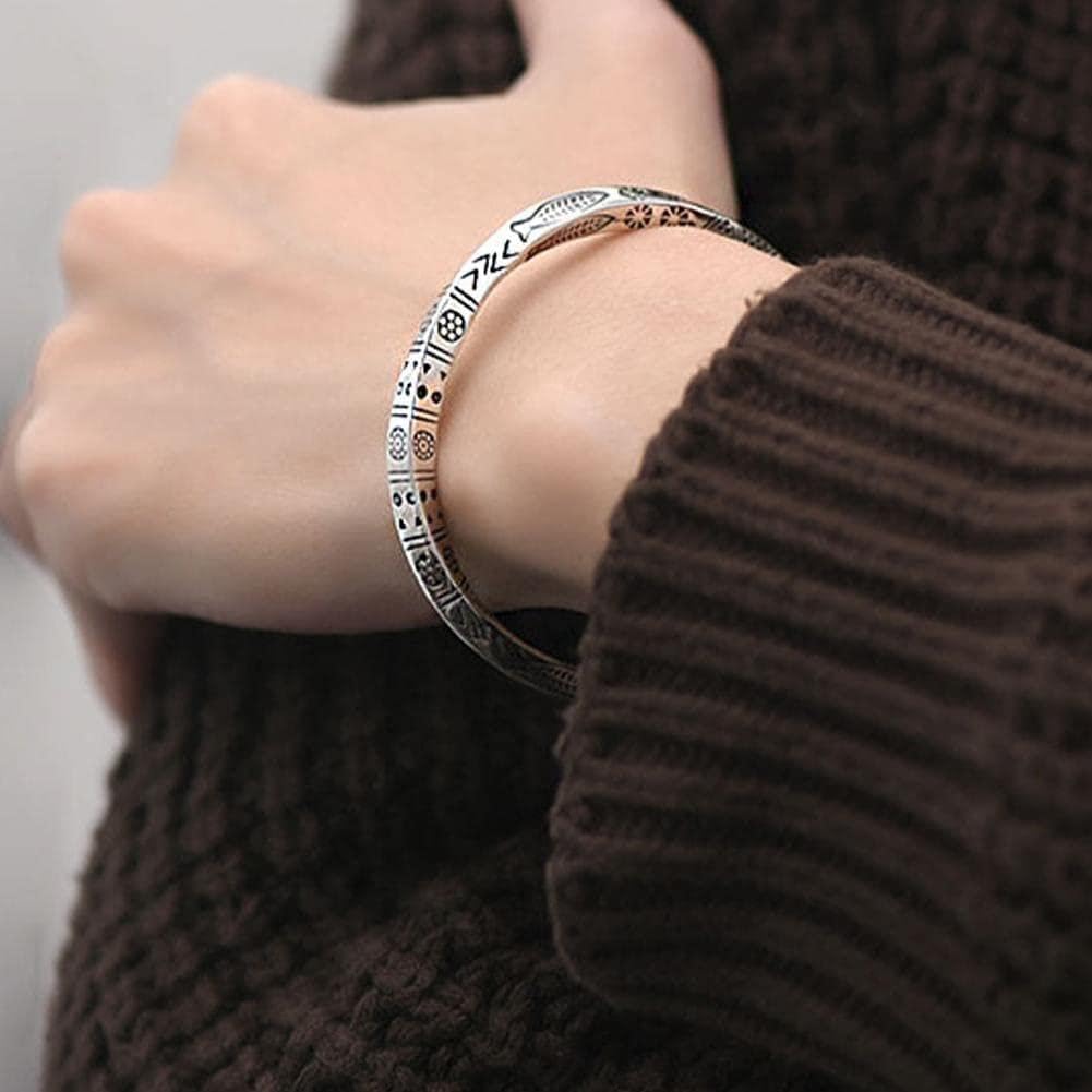 Bracciale Uomo Polsino Etnico Vintage | Totem Rune Intagliate Portafortuna | Gioiello Regolabile S0X1 - 3