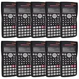 10 Pack Engineering Scientific Calculators Bulk, 2 Line Function Calculator, Statistic Math Calculators for Student Teacher Classroom High School College Offices Business - Black