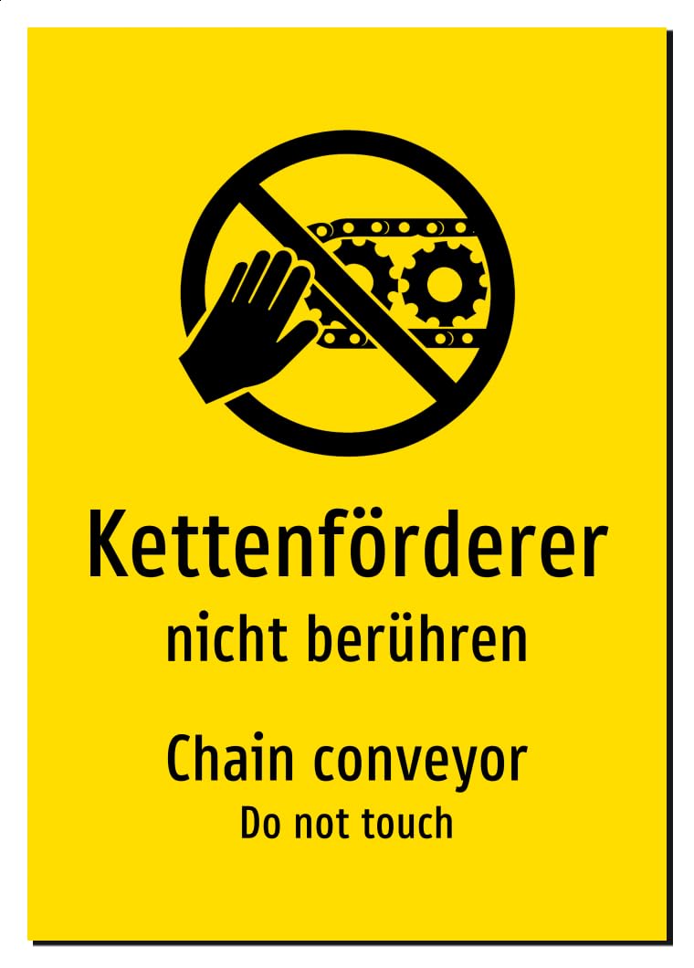 62292-DEEN-S-06 | Kettenförderer Schild Deutsch Englisch | zweisprachig