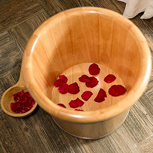 Balde de madera para spa de pies con tapa y masaje miniatura 2