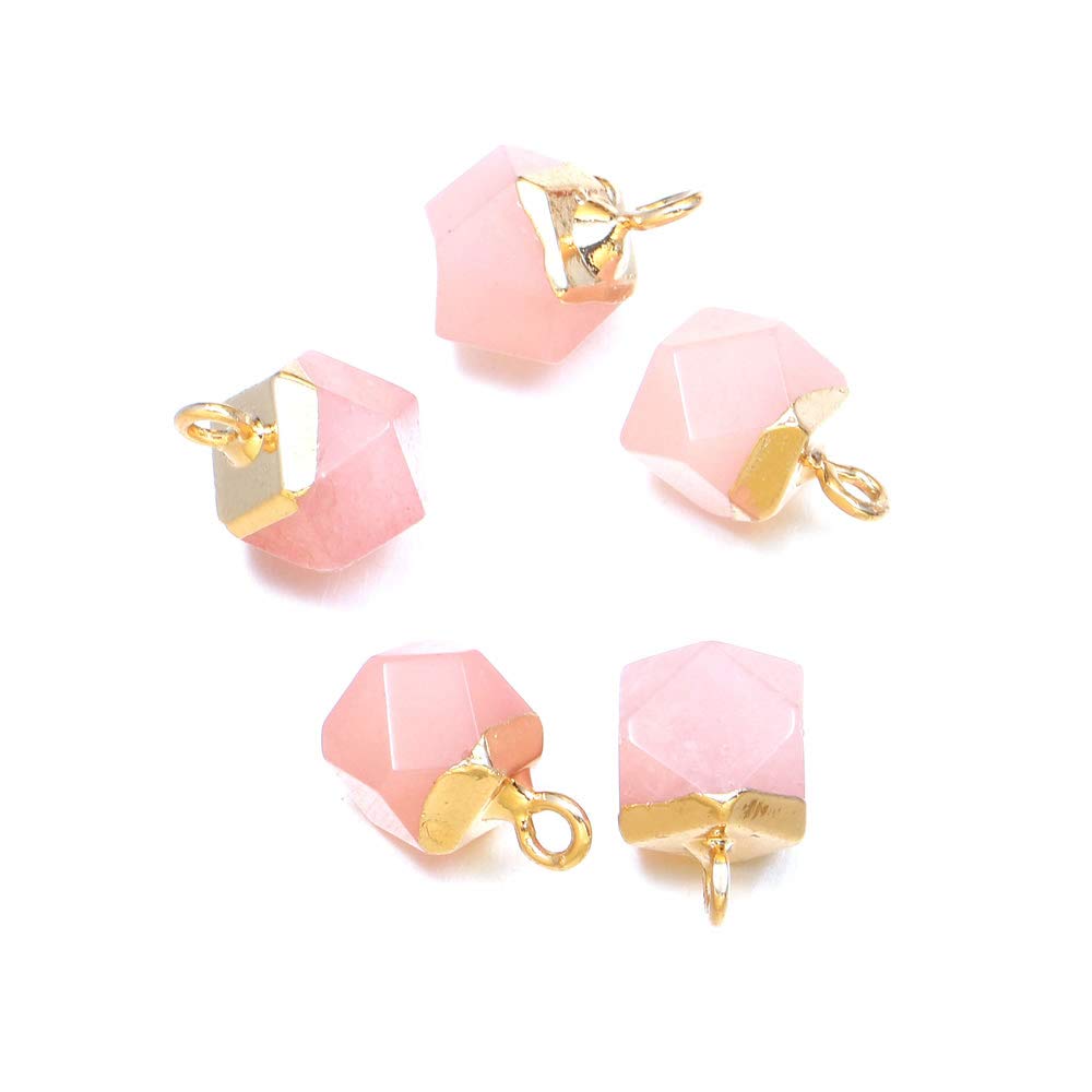 LHJ5Pcs Faceted Square Gemstone Pendant Natural Stone Charms for Necklace Jewelry Making