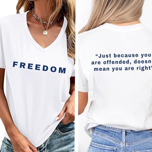 Freedom Shirt Freedom Double-Sided Letter Print Short Sleeve T-Shirt for Men Women, Unisex Tee Tops2