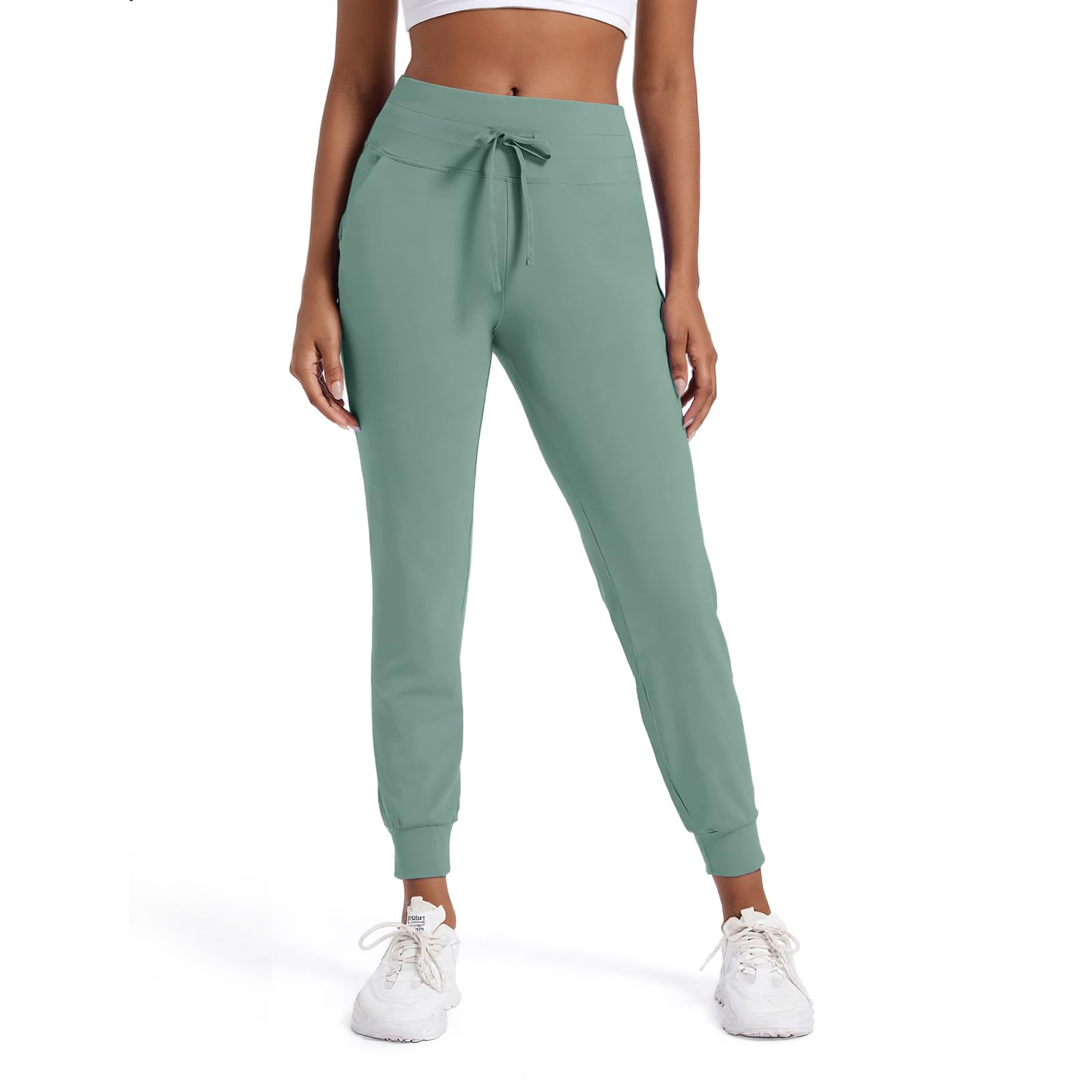 Women's Joggers Pants Lightweight Running Sweatpants with Pockets Athletic Tapered Casual Pants for Workout,Lounge Small Grey Sage(drawstring )