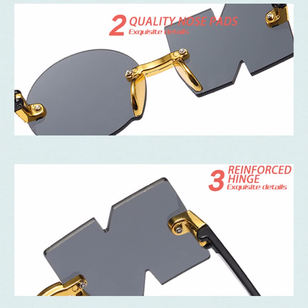 Gafas de Sol para Gafas Punk de Gran tamaño Irregulares sin Marco polígono UV400