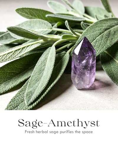 Image of AOOVOO 2 Pack Sage Candles - Cleansing Candle with Crystals & Sage Leaves Inside, 13oz 100 Hours Long Lasting, Non Toxic Candle for Spiritual House Energy Meditation Yoga