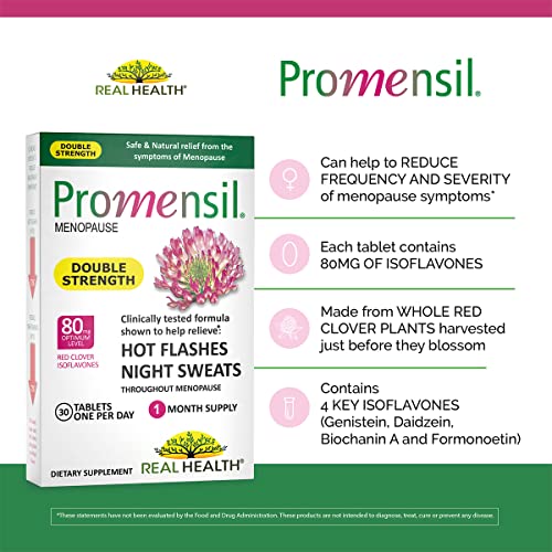 Promensil Natural Menopause Supplements For Women, Double Strength, With Red Clover Isoflavones, Helps Reduce Hot Flashes And Night Sweats, Soy Free, 1 Tablet Per Day, 1 Month Supply, 30 Tablets #TOP2