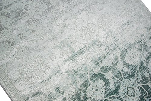 Merinos Vintage Teppich modern Wohnzimmerteppich Designteppich mit Fransen in Türkis Größe 80x150 cm – Bild 4