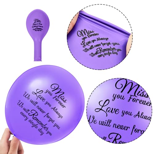 Image of Skylety 36 Pcs Memorial Balloons to Release with Dove Balloon, Purple | Helium, Remembrance for Heavenly Birthday, Memorial Services, Release in Sky Ceremony, Forever in Hearts Messages