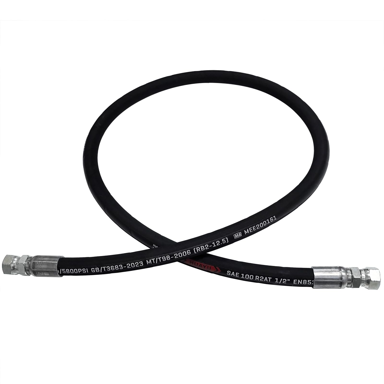 1/2 Hydraulic Hose with 1/2inch JIC 37° Female Hydraulic Hose Fittings 2 Ends (96inch)