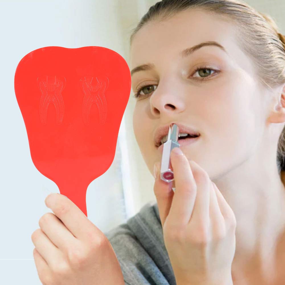 YUYTE Specchietto per le Cure odontoiatriche, Specchietto per le Carino alla moda, 4 colori, Manico in plastica (rosso)