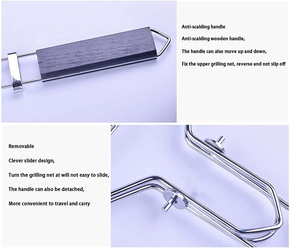 Stainless steel grilled net, portable barbed basket, detachable grilled net, folding grid, square barbecue basket grilled fish
