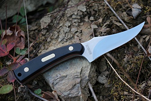 Image of Old Timer 152OT Sharpfinger 7.1in S.S. Full Tang Fixed Blade Knife with 3.3in Clip Point Skinner Blade, Black Sawcut Handle, and Leather Belt Sheath for Hunting, Camping, Skinning, EDC, and Outdoors