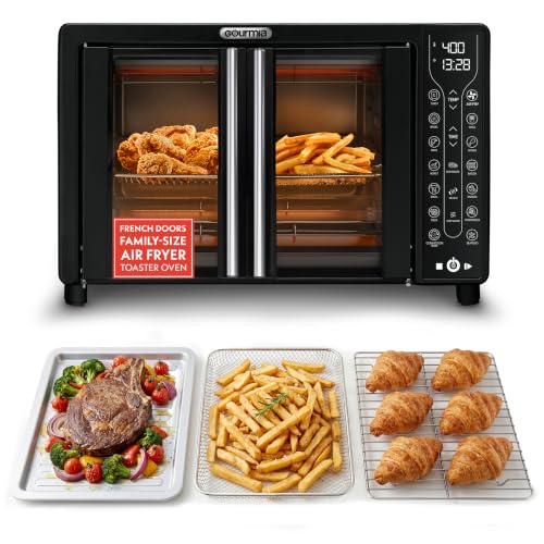 Gourmia Toaster Oven Air Fryer Combo 17 cooking presets 1700W french door digital air fryer oven 24L capacity accessories