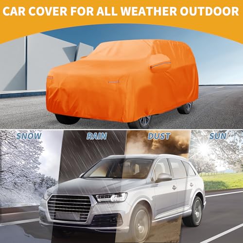 Image of Car Cover Waterproof All Weather Automotive Outdoor Anti-UV Full Exterior Cover for Toyota 4runner 210D-PU Orange with Left Side Zippers