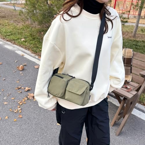 Image of Small Nylon Crossbody Bags for Women Men With Drawstring Cell Phone Purse Wallet Handbags with Inner Compartments