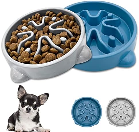 Vannon 2 Pack Slow Feeder Dog Bowls Anti-Choking Puppy Bowl Non Toxic Dog Dish Bloat Stop Dog Food Bowls Puzzle Feeders for Puppy and Small Dogs, 1 Cup