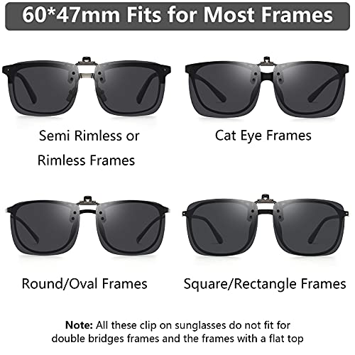 Image of CAXMAN Polarized Clip On Sunglasses Over Prescription Glasses for Men Women UV Protection