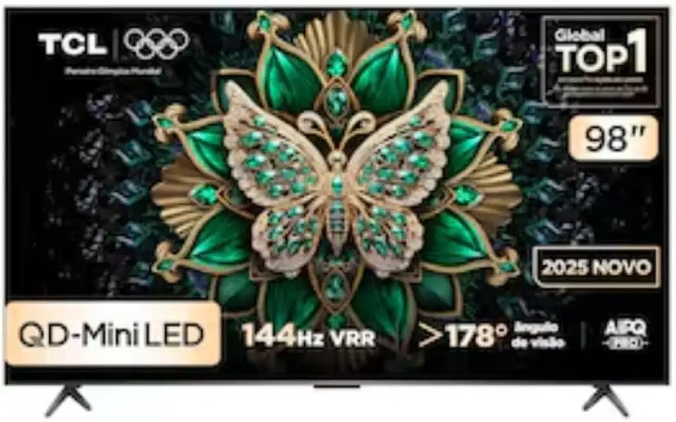 Smart TV TCL 98 Polegadas QLED Mini LED Matte 4K C6K WiFi Bluetooth Google TV 144Hz VRR HDR10+ 98C6K