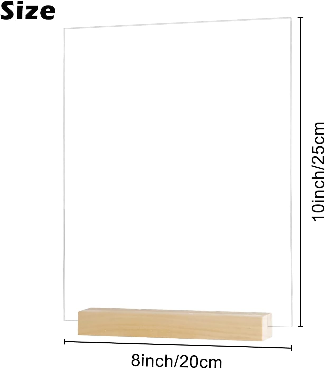6 Pack 8x10 Inch Square Arch Acrylic Sign with Stands, Clear Acrylic Table Signs, Arched Round Top Sheet, DIY Arch Blank for Wedding Table Number Menu Bar List Sign (Square Clear, Wood Stand)