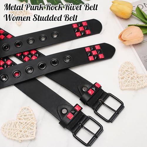 Image of Studded Belt, Metal Punk Rock Rivet Belt with Bright Pyramid Studded for Women Men