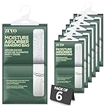 Zuvo Wardrobe Dehumidifier Hanging Bags - Pack of 6 | Moisture Absorber & Mould Remover for Wardrobes | Damp Absorber Hanging Bags for Closets, Coat Cupboards & Storage