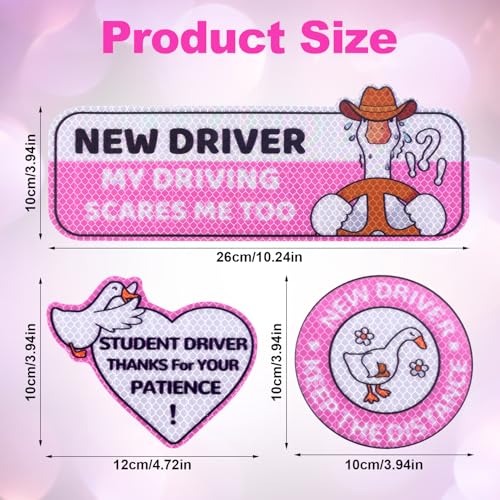 3 Magnetische Aufkleber für Fahrschüler, Selbstklebend Reflektierende Aufkleber für Fahranfänger Logo für Fahranfänger für Fahranfänger (Gans)