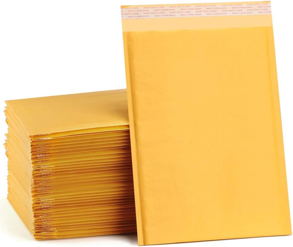 UCGOU 6x10" & 8.5x12" & 10.5x14.5" Kraft Bubble Mailers 75Pcs Total - 25 Pcs Each of 3 Different Size Self Seal Padded Envelopes