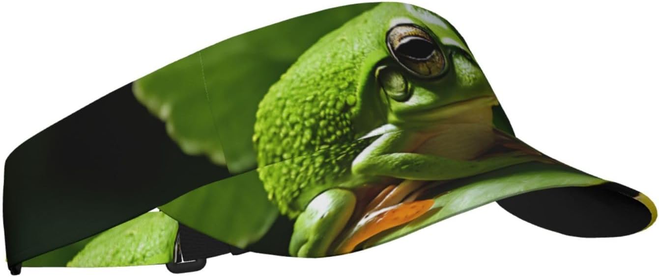 (Frog and Rain) Adult Sun Visor Hat Adjustable Open Top Sports Cap Breathable for Men Women Beach Vacation Essentials Black