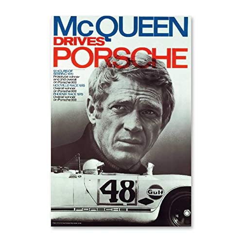 NCCDY Poster rétro de course SteveS Mc-Queens sur toile pour décoration de chambre à coucher 50 x 75 cm