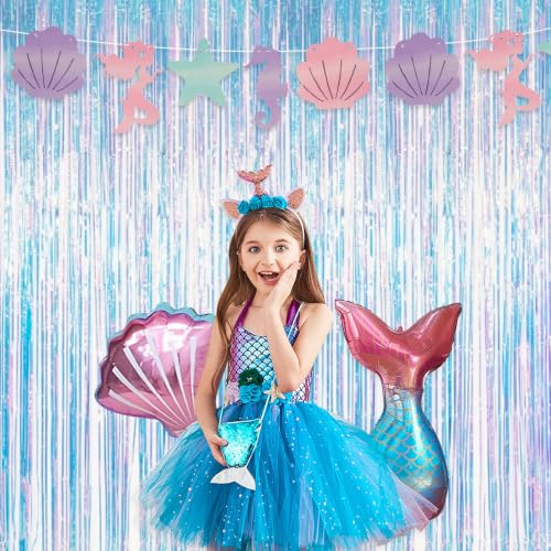 Image of Thicken Iridescent Party Backdrop Fringe Curtains Holographic Streamers