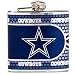 NFL Dallas Cowboys Stainless Steel Hip Flask with Metallic Graphics, 6-Ounce, Silver