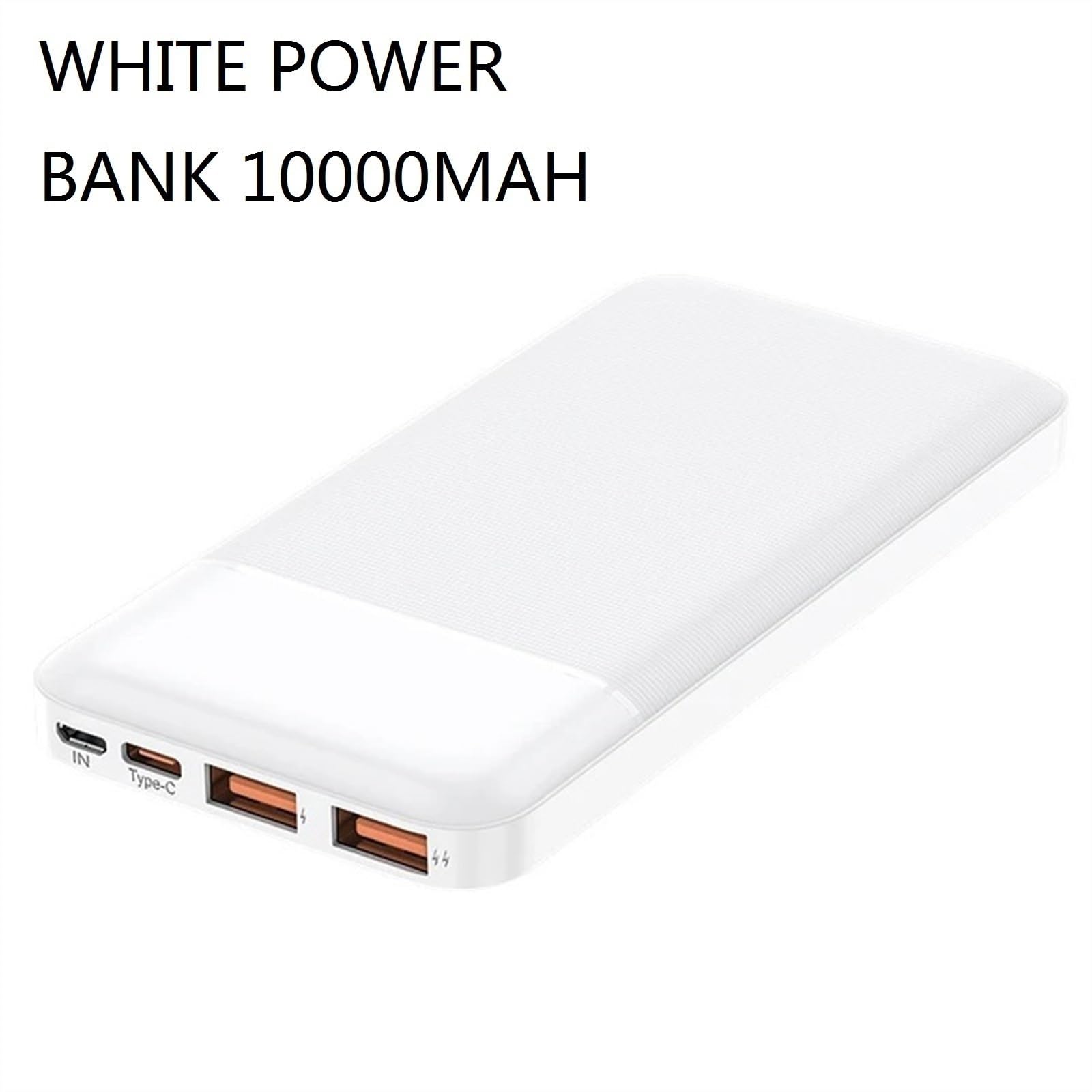 Power Bank 30000mAh-10000mAh Powerbank O Dużej Pojemności Przenośna Ładowarka Do Telefonu PD22.5w Typ C Szybkie Ładowanie PC Ognioodporny (Size : White Power Bank 10000mAh)