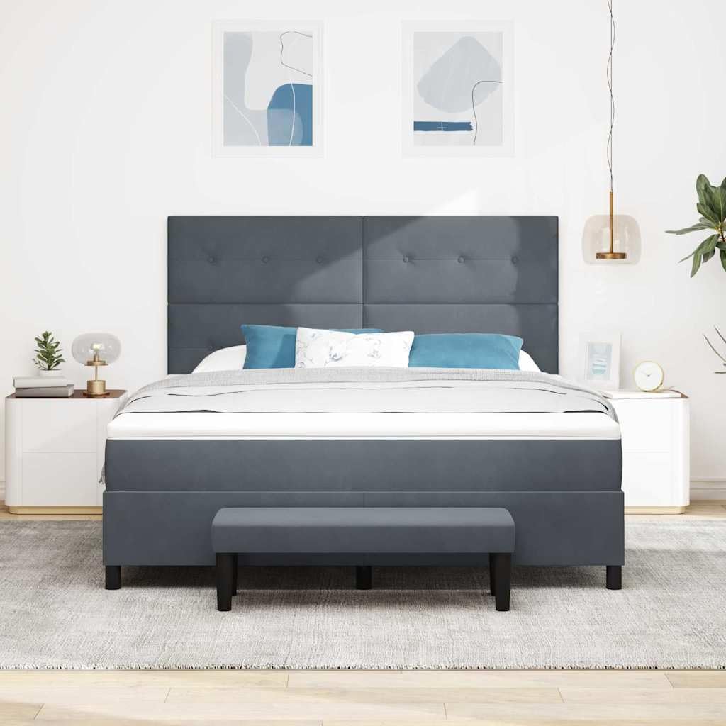 Samt Kopfteil Modernes Design Boxspringbett Dunkelgrau 180 x 200 cm