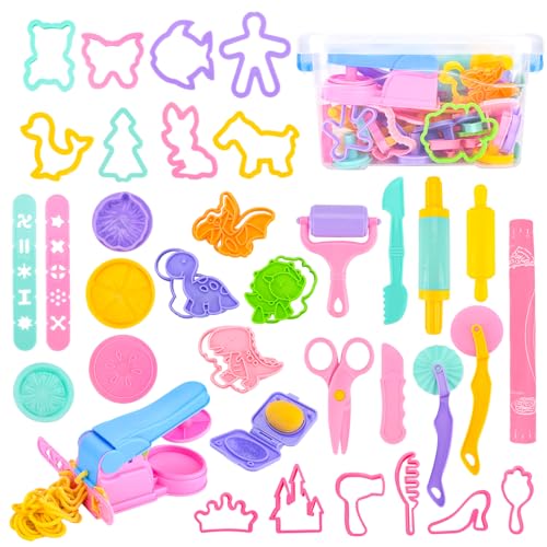 Accessoires Pate a Modeler pour Enfants,40 Pièces Accessoire Pâte à Modeler,Emporte-Pièces pour Pâte à Modeler,Dough Modeler Kit pour Modelers Les...