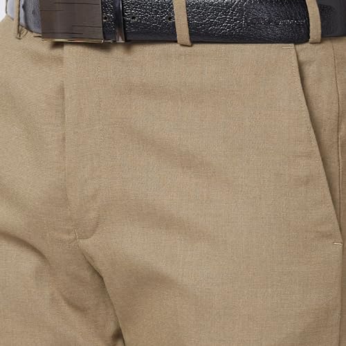 Image of Park Avenue Men's Mid Rise Regular Fit Polyviscose Blend Checks Pattern Flat Front Formal Trouser