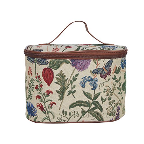 Signare Tapestry Toiletry Bag Makeup Organizer bag for Women with Sunflower Poppy Butterfly