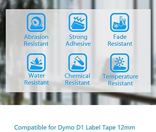 Wonfoucs Compatible Label Tape Replacement for Dymo D1 Label Tape 12mm, Refills Dymo D1 45013 45010 45016 45017 45018 45019 Label Maker Tape for Dymo LabelManager 160 210D 280 420P LabelPoint 250, 6P
