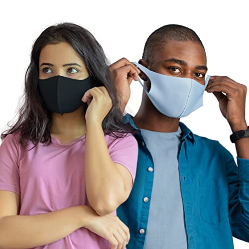 Frido Ultra Comfortable Silver+ Washable and Reusable Face Mask – Super Breathable and Stylish Mask for Men & Women, Made in South Korea – Medium (1 Soothing Grey and 1 Midnight Black)