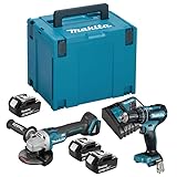 Original Makita Qualität Makita DLX2334J Akku-Kombo-Kit 18 V (DHP485Z + DGA504Z)