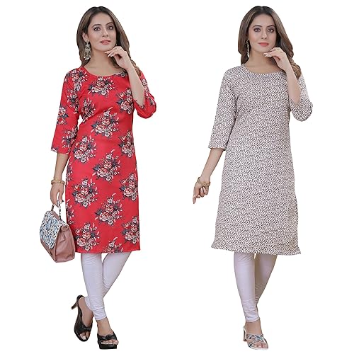 Image of Women's Multicolor Crepe Kurta||Pack of 2 Kurta||Kurta for Women