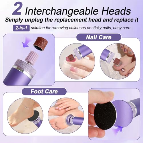 Mucek Hornhautentferner Elektrisch, Elektrischer Hornhautentferner Professioneller 12Gang Einstellung, Foot Glow Hornhaut Entferner mit 60+10 Austauschbaren Fußfeilen für abgestorbene