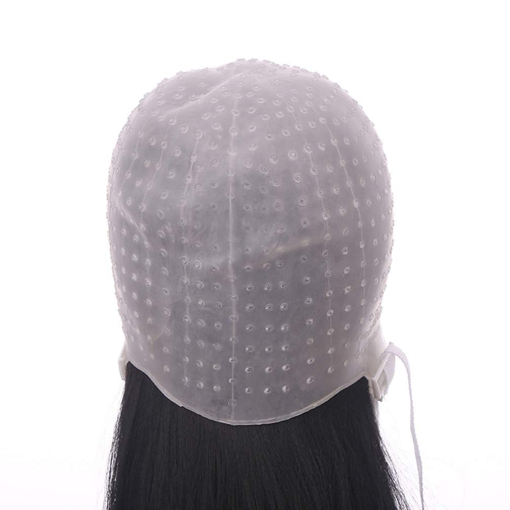 FRCOLOR Silicone Highlight Hair Cap Reusable Silicone Hair Highlighting Cap with Needle Professional Tools Styling for Hair Dyeing Hair Salon Dye Hat
