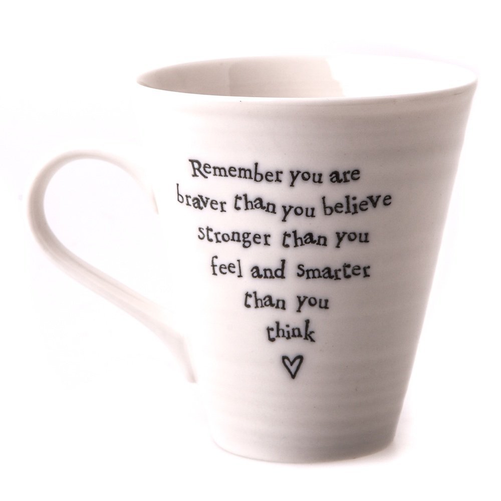 East Of India White Remember You Are Braver Than You Believe Porcelain Mug