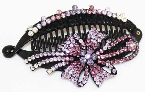 Banana Hair Clip: Ribbon Design with Beautiful Crystals