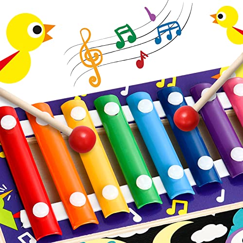 Cheffun 8 In 1 Toddler Toys - Montessori Toys For Kids, Hammering Pounding Toy With Clock Learning For Kids, Xylophone & Fishing Toys, Activity Cube For Toddlers, Toys For Boys Age 3 Year Old #TOP6