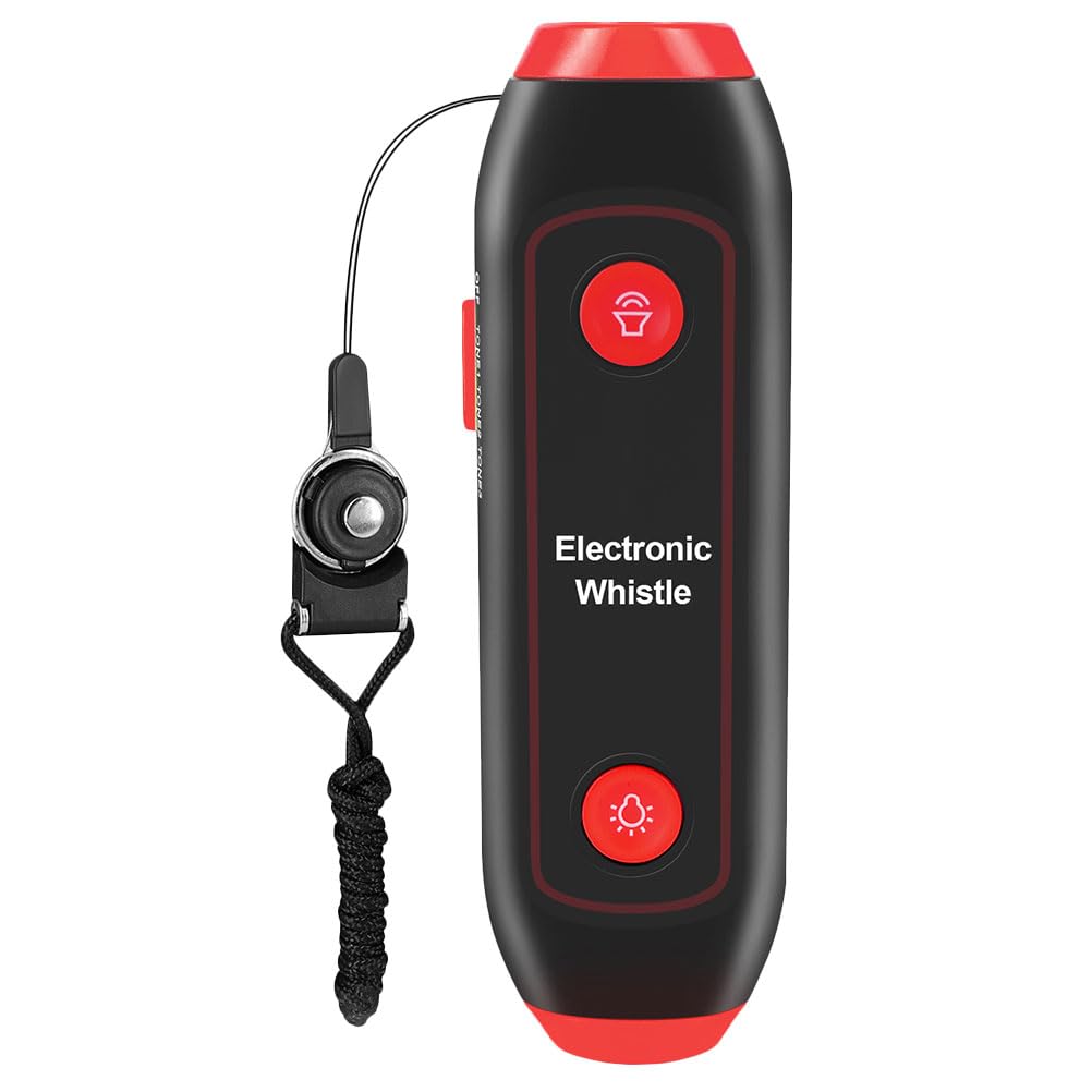 Fischietto Elettronico Arbitro Calcio con Lanyard , 3 Toni 3 Livelli | Abs con Componenti Elettronici e Magnete, LED Luce e Torcia D’emergenza, Uso Outdoor Camping e Pet Training